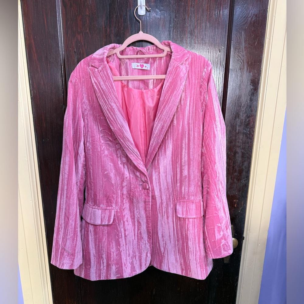 Buddy Love Bubblegum Pink Velvet Blazer